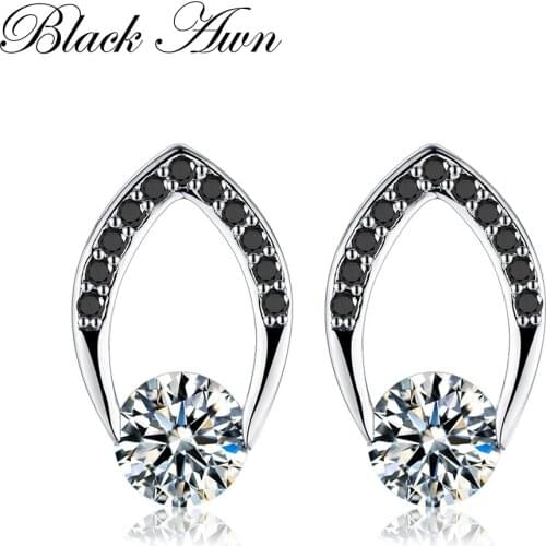 Classic 2.2g 100% Genuine 925 Sterling Silver Female Earring Fine Jewelry Vintage Wedding Stud Earrings for Women T007