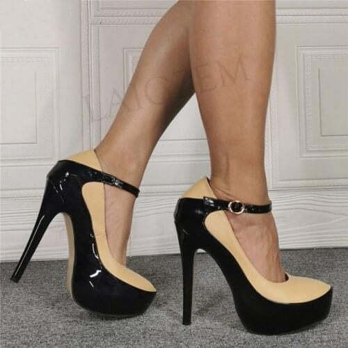 SEIIHEM Women Platform Pumps Mary Janes Heeled Sandals Shoes Woman Party Wedding Ladies Scarpe Donna Big Size 43 44 47 50 52