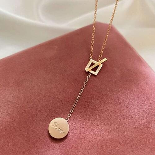 Love round titanium steel necklace female elegant fashion clavicle chain tide non-mainstream design necklace women necklace