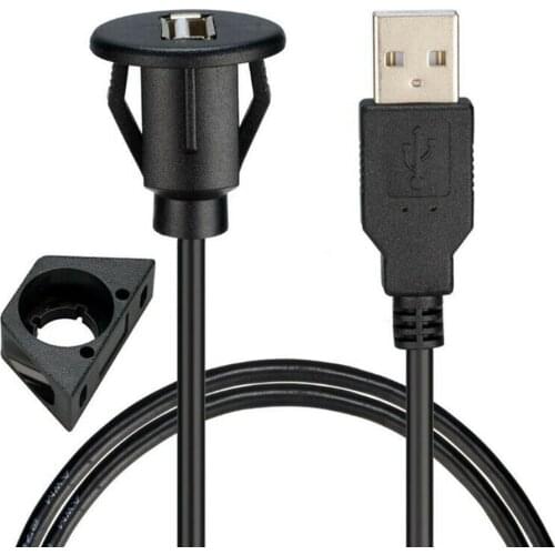 1M/2M Car Dashboard Installation USB 2.0 Male To Female Socket Panel Extension Cable Single Port USB2.0 Female Cable