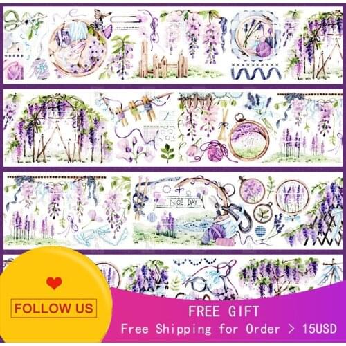 1 Loop Cute Washi Purple New Crystal Pet Paper Tape Lscape Collage Stickers