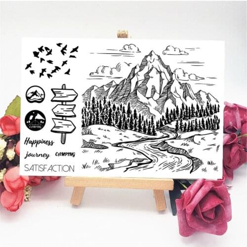 11x16CM Mountain peaks transparent seal clear stamps silicone seal roller stamps DIY scrapbook album / card production