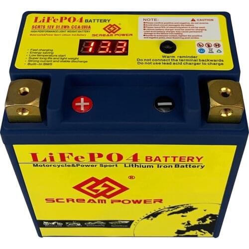 12V 7S 4AH 280A Lithium Phosphate Motorcycle Battery 51.2wh Low Temperature Resistant Motorcycle Battery With Waterproof