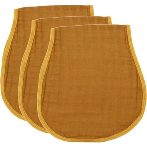 P31B 3 Pcs Baby Muslin Burp Cloth Soft Comfortable Cotton Feeding Bibs Solid Color