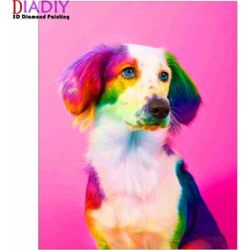 Round full diamond 5D animal diamond painting Cat dog lion color diamond embroidery kit home decoration gift