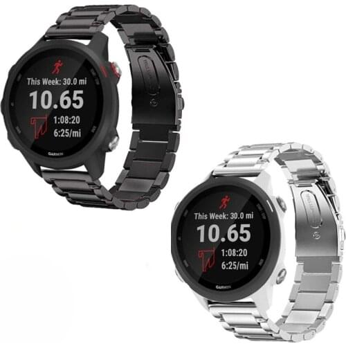 Three beads Solid Stainless Steel Loop Watchband bracelet Strap For Garmin Forerunner 245/245M Smart Watch Band 20mm wristband