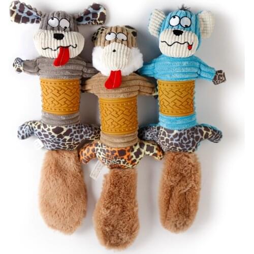 Dog Durability Squeaker Sound Toy Cute Stuffed Animal Shape Training Pet Molar Teeth Chew Bite Resistant Puppy Plush Interactive