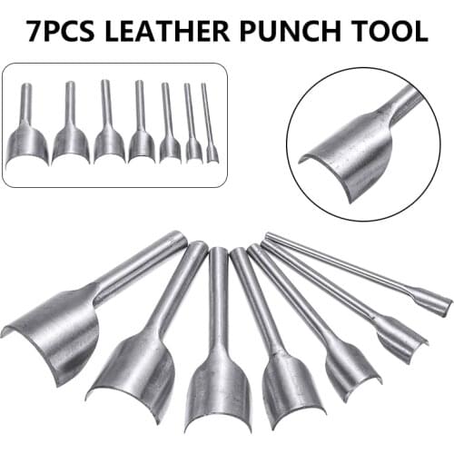 7pcs 10-40mm Leather Punch Half-round Cutting Tool Belt Edge Shape Cutter Kits Leather Corner Cutter Belt Hollow Puncher
