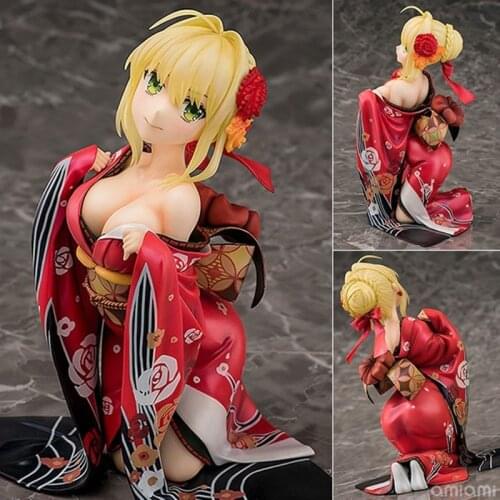 Hot Sale 17cm Action Figure Fate/Stay Night Sexy Girl Saber Red Kimono Sitting Ver PVC Japan Anime Model Cosplay Popular Gift
