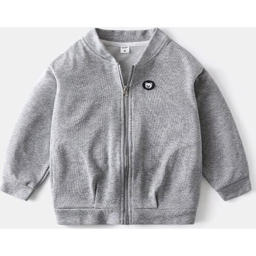 Elegant Solid Gray Boys Coat Spring Kids Outwear Jacket Spring Summer Childrens Clothes Cotton