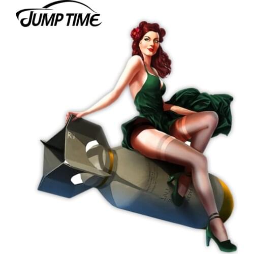 JumpTime 13cm x 11.3cm Pin Up Girl Vintage Racing Tools Vinyl Decal Retro Car Stickers Waterproof Car Accessories Sexy Girl