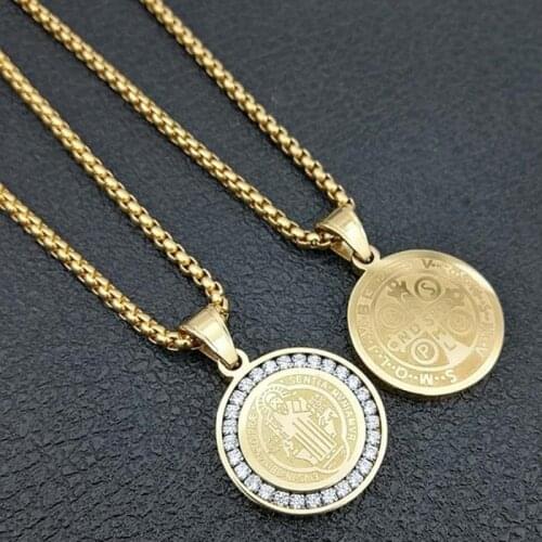 High Quality Classic Catholic Holy Father Medal Mens Metal Pendant Necklace Religious Style Ladies Prayer Jewelry