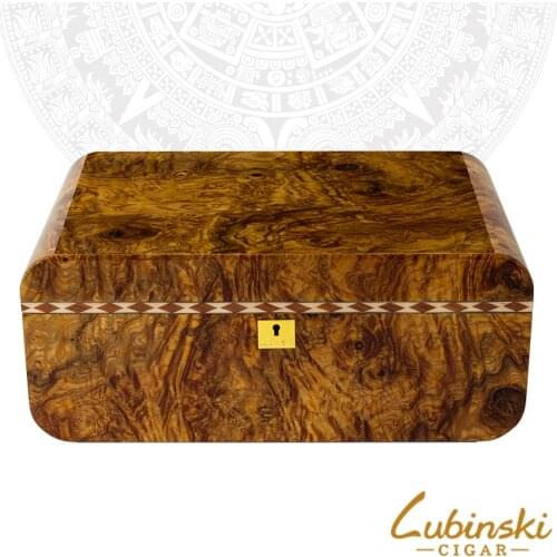 LUBINSKI Elegant Spanish Cedar Wood Travel Humidor W/Lock Humidifier Hygrometer Cigar Case Business Humidor Box Fit COHIBA