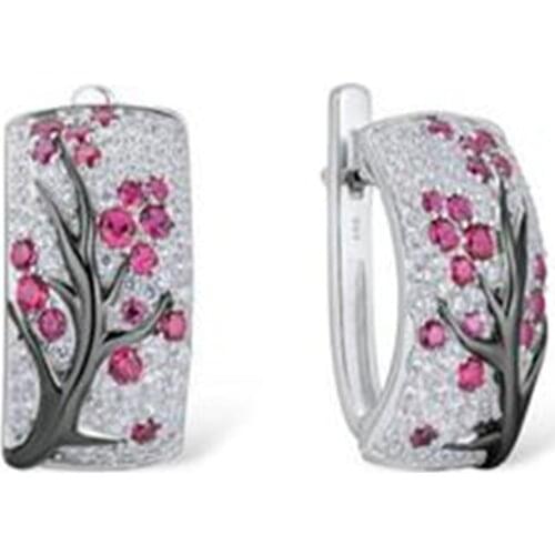 Milangir Trendy Transparent Earrings Retro Crystal Plum Tree Branch Blossom Drop Earrings Wedding Jewelry s