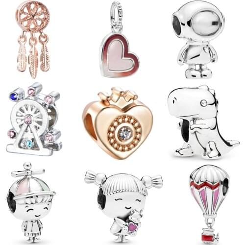 Octbyna Fashion Diy Crystal Charm Beads Pendant Fits Pandora Bracelet Necklace Making For Women Jewelry Gifts Dropshipping