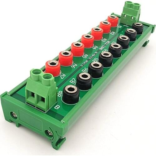 DIN Rail Mounting 2 x 8-Bit Banana Jack Power Distribution Module, DC Power Distribution Board