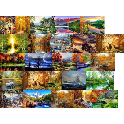 R50088 landscape mountain DIY Cross Stitch Embroidery Kits Craft Needlework Set Cotton Thread Printed Canvas Home Design