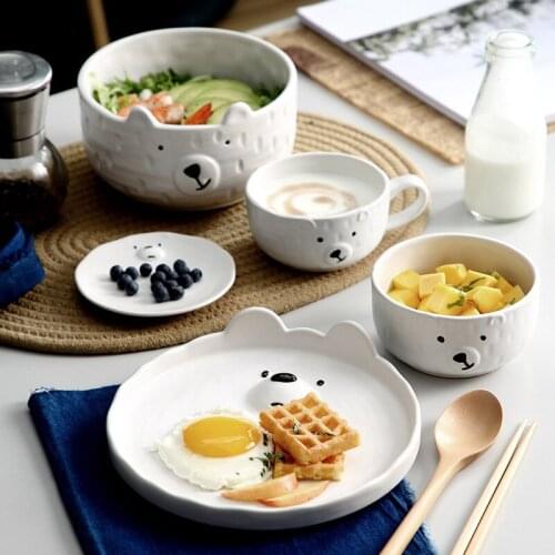 Dinner Plate Set Ceramic Kitchen Plate Tableware Set Food Dishes Rice Salad Noodles Bowl Soup Kitchen Spoon Cook Tool NJ72613