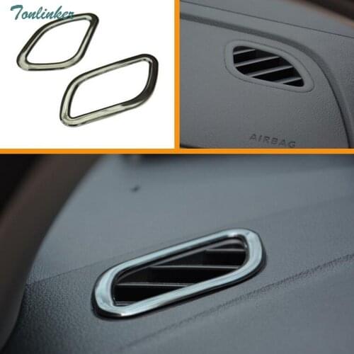 Tonlinker Cover Stickers for VW Volkswagen Polo 2011-17 Car Styling 2 PCS Stainless steel dashboard small outlet cover sticker