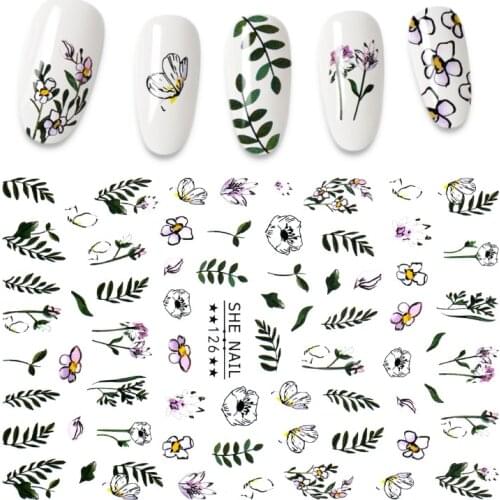 Leaf Flower 3D Nail Art Stickers Face Stickers for Nails Self-adhensive Decals Tips Decoration Paper