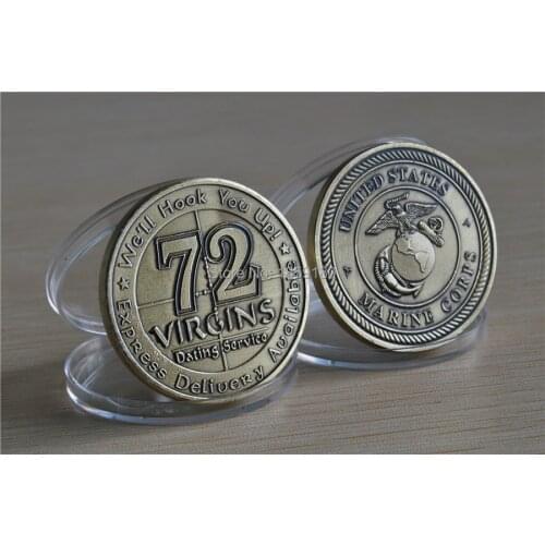 NEW USMC U.S. Marine Corps 72 Virgins Bronze Antique Challenge Coin , 5pcs/lot free shipping