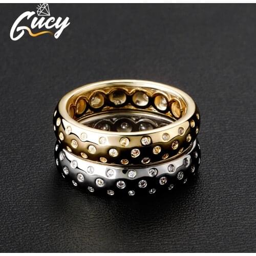 GUCY Round Cut Wedding Rings For Men Women Ring Fashion Bling Bling Cubic Zirconal Hip Hop Jewelry