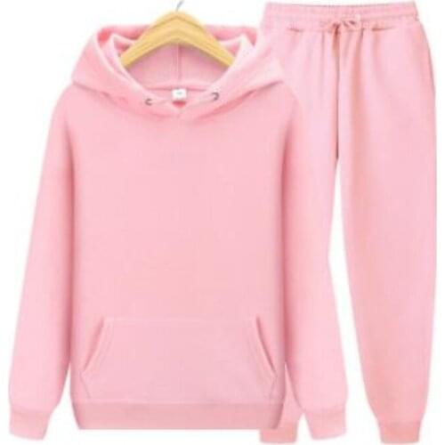 Autumn Winter Fleeces Pure Color Tracksuit 2020 New Brand Female Hoode+Pants 2 Piece Sets Woman And Men Sports Suit