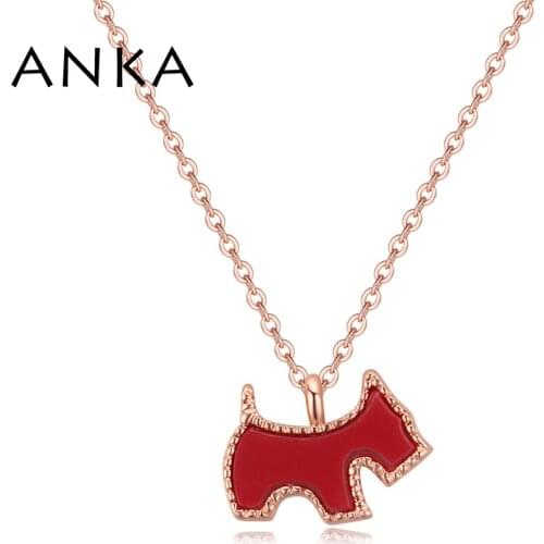 ANKA Brand Red Rope Necklace Pendent With Red Enamel Dog Lucite Color Gift For Women Party Jewelry #132309