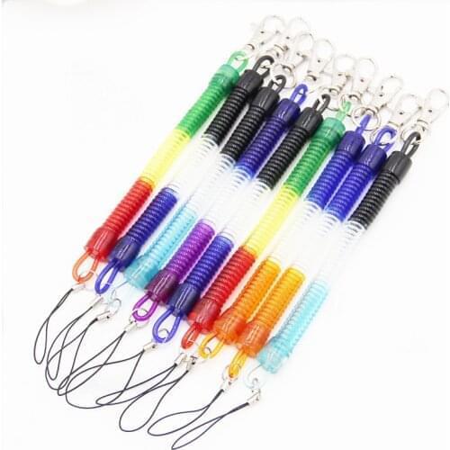 Plastic Spring Elastic Rope Tactical Retractable Security Gear Tool For Outdoor Hiking Camping Anti-lost Phone Key Chain
