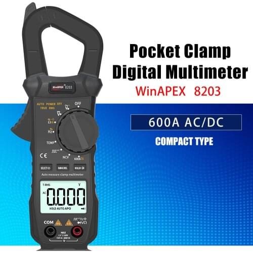 WinAPEX Portable Digital RMS Current Clamp Meter 6000 Counts Pocket Clamp Multimeter Pliers Ammeter with Square Wave Output