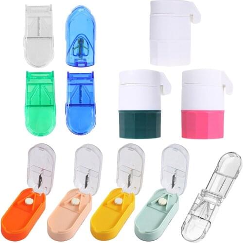 Portable Purpose Pill Medicine Crusher Grinder Splitter Tablet Divider Cutter 4 Layer Storage Box Refillable Box