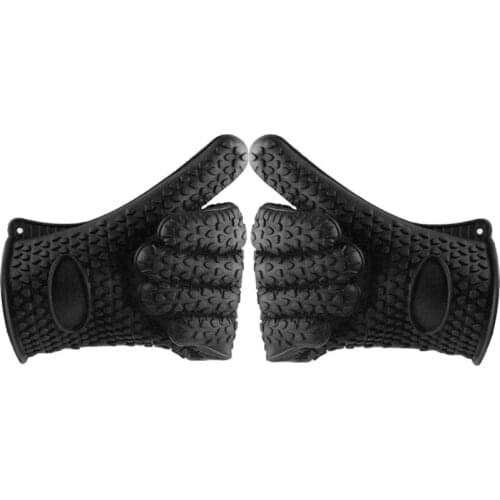 1 Piece Silicone Oven Mitt BBQ Grilling Gloves Heat Resistant Gloves for Cooking Baking Non-Slip Potholders Kitchen Tool