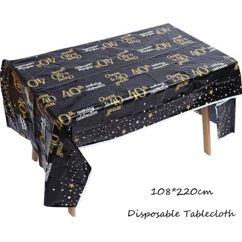 Cheer to 40th Disposable Tablecloth 40th Birthday Party Decor Adult Black Gold Birthday Party Disposable Tablecloth Supplies Dec
