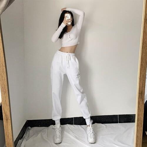 Sweatpants Women Baggy Gray Sports Pants Joggers Wide Leg Oversized Streetwear High Waisted Trousers White Women Dropshipping