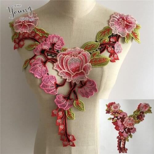 High quality Lace Fabric Flower Dress Decoration Venise Sewing Collar Embroidery Neckline Clothing Applique Craft Accessories