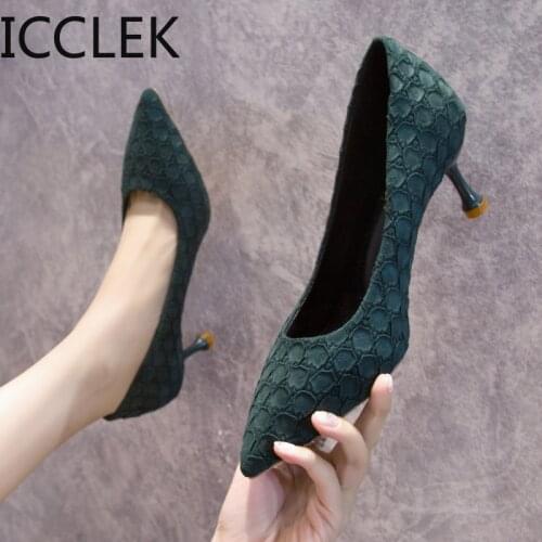 Women Fashion Light Weight Green Slip on Stiletto Heels for Office Lady Classic Summer Beige Party High Heel Shoes Zapatos