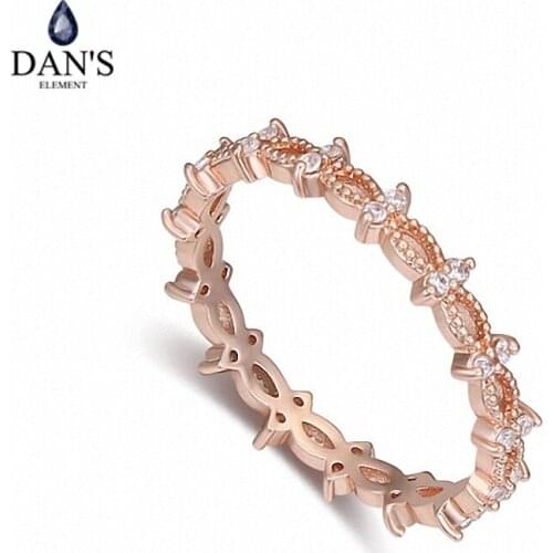 DANS Real Austrian Crystals Brand AAA Zirconia Micro Inlays Fashion Ring for women New Geometric 112280rose