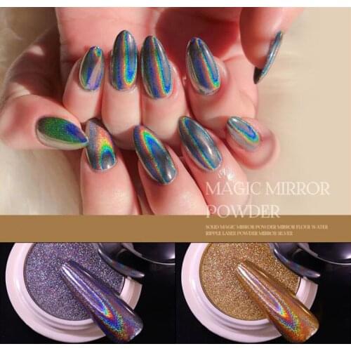 1Box Solid laser powder Nail Art Mirror Pigment Nail Glitter Powder Gold/ Silver Shining Chrome Decoration UV Gel Polish