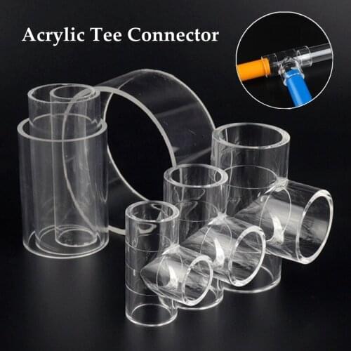 1pc I.D 20~32mm Transparent Acrylic Pipe Aquarium Fish Tank Tee Connector Plexiglass Water Supply Tube Home DIY 3 Way Connector