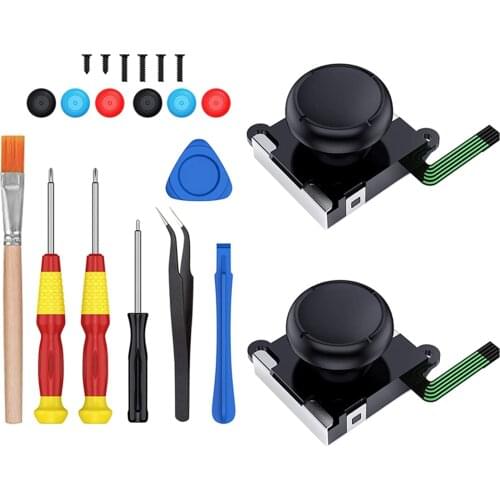 2 Pack 3D Joystick Replacement Analog Thumb Stick Repair Kit for Nintendo Switch Include Tri-Wing, Cross