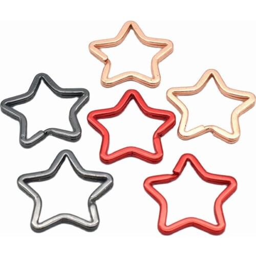 33mm Rose gold Star Shape Split Ring Key Ring Jump Ring Leather Craft for Key Chains Connectors For Jewelry Making Supplies DIY