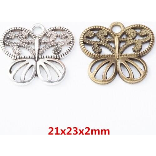 35 pieces of retro metal zinc alloy butterfly Pendant for DIY handmade jewelry necklace making 8114