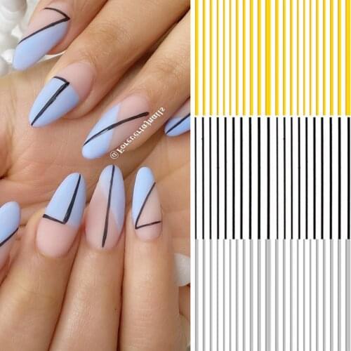 Gold Silver 3D Nail Sticker Curve Stripe Lines Nails Stickers Gradient Adhesive Striping Tape Nail Art Stickers Decal Decoration