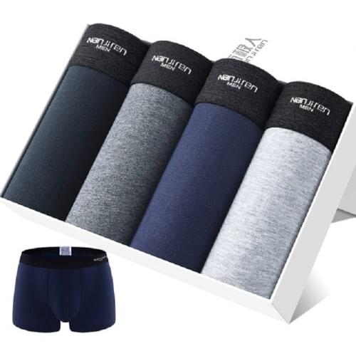 4pcs/Lot 6XL 5XL MenS Boxer Underwear 100% Cotton Boxers Loose Man Breathable Panties Solid Shorts Brand Underpants Plus Size