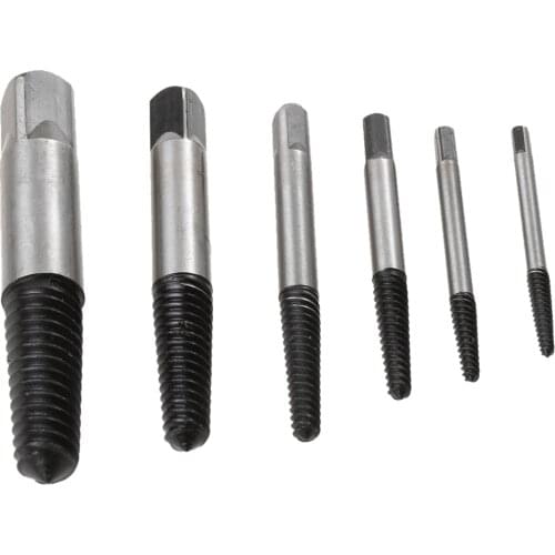 6Pcs Screw Extractor Easy Out Set Drill Damaged Bolt Carbon Steel Remover