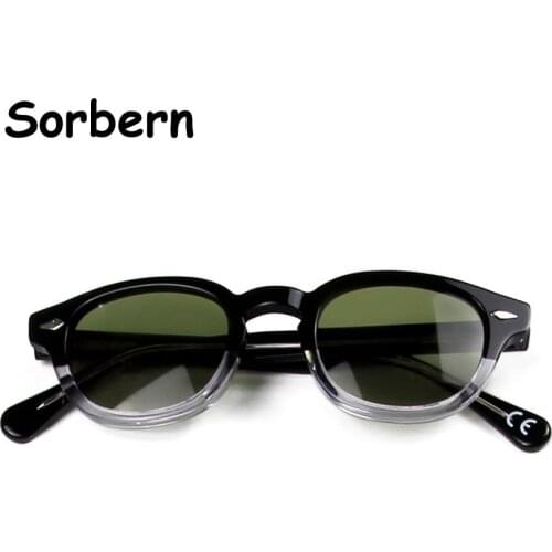 Acetate Vintage Sunglasses Men Round Retro Sun Glasses For Women Green Glasses For Driving Goggle Man Reflective Oculos