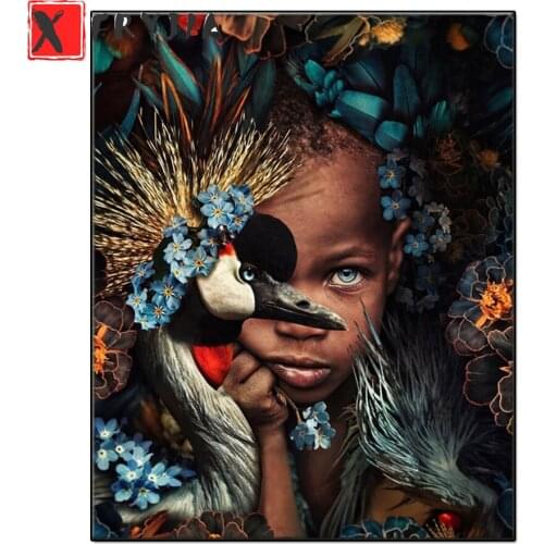 Diamond Painting African woman floral animal set illustration Rhinestone Diamond Embroidery,Cross Stitch,diamond Mosaic decor