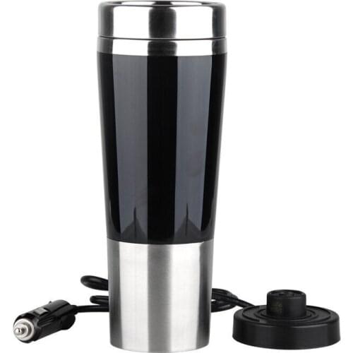 12V Car Heating Cup Leak-proof Outdoor Travel Electric Heated Water Kettle Stainless Steel Tea Coffee Boiling Heater Bottle