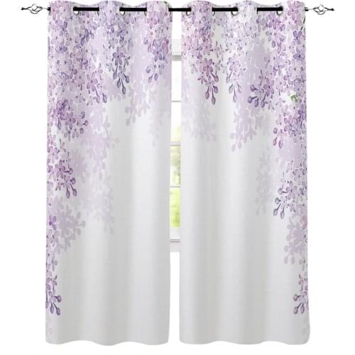Purple Flower White Curtains For Living Room Modern Window Curtains For Bedroom Curtains Drapes Blinds