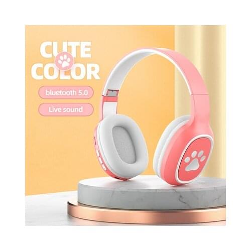 KINGSTAR Cute Cat Bluetooth Headphones Stereo Sound Wireless Headsets With Mic Sport Gaming Gamer Earphones For PC Mobile Phone